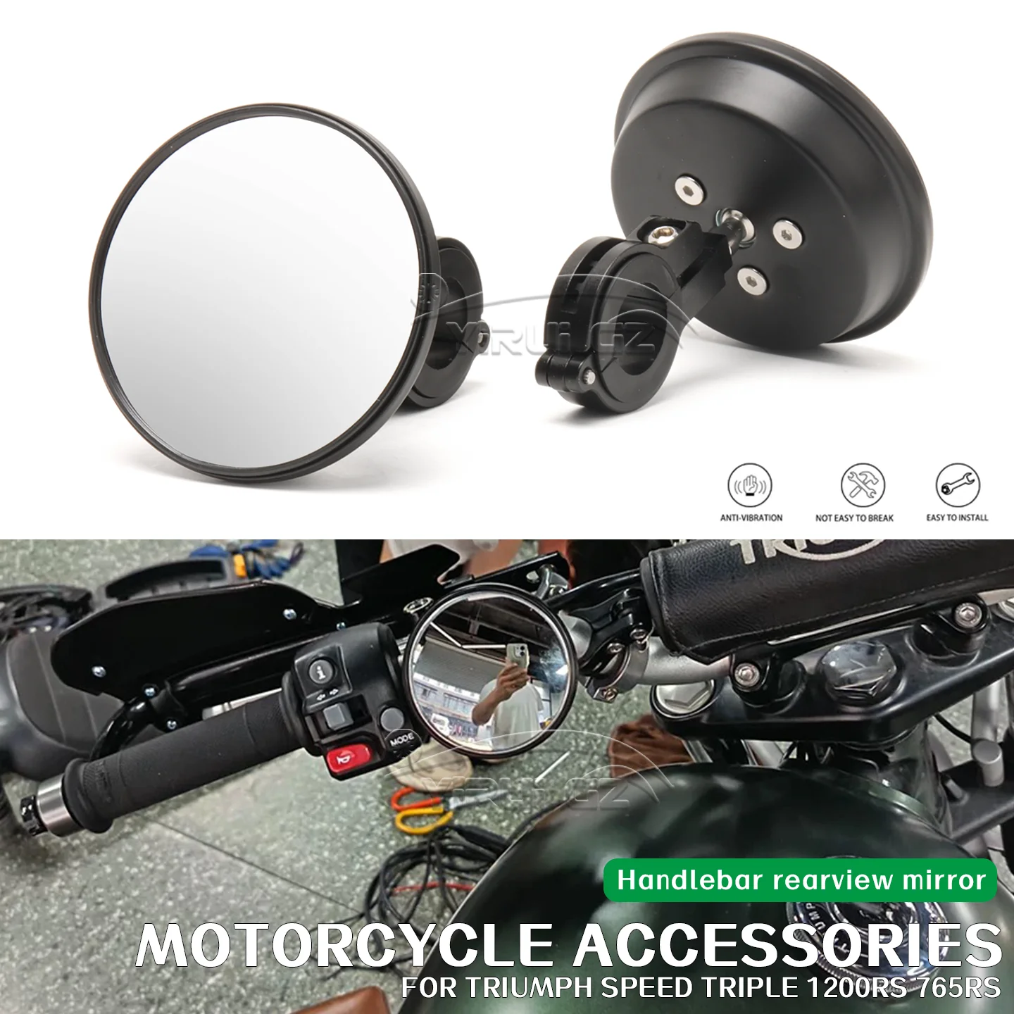 Motorcycle Blind Spot Auxiliar Retrovisor Espelho Convexo Espelhos de grande angularpara For Triumph Speed Triple 1200RS 1200 RS
Motorcycle Blind Spot Auxiliar Retrovisor Espelho Convexo Espelhos de grande angularpara For Triumph Speed Triple 1200RS 1200 RS