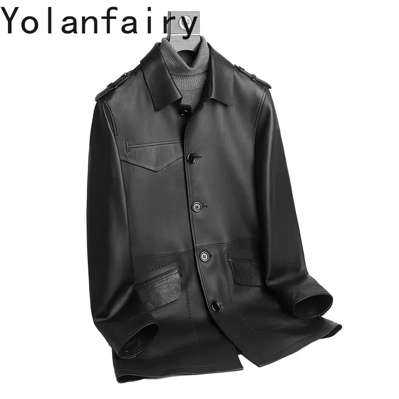 YOLANFAIRY Real Sheepskin Men's Leather Jacket Mid-length Trench Coat Slim Genuine Leather Jackets Man Clothes abrigos de cuero
YOLANFAIRY Real Sheepskin Men's Leather Jacket Mid-length Trench Coat Slim Genuine Leather Jackets Man Clothes abrigos de cuero
