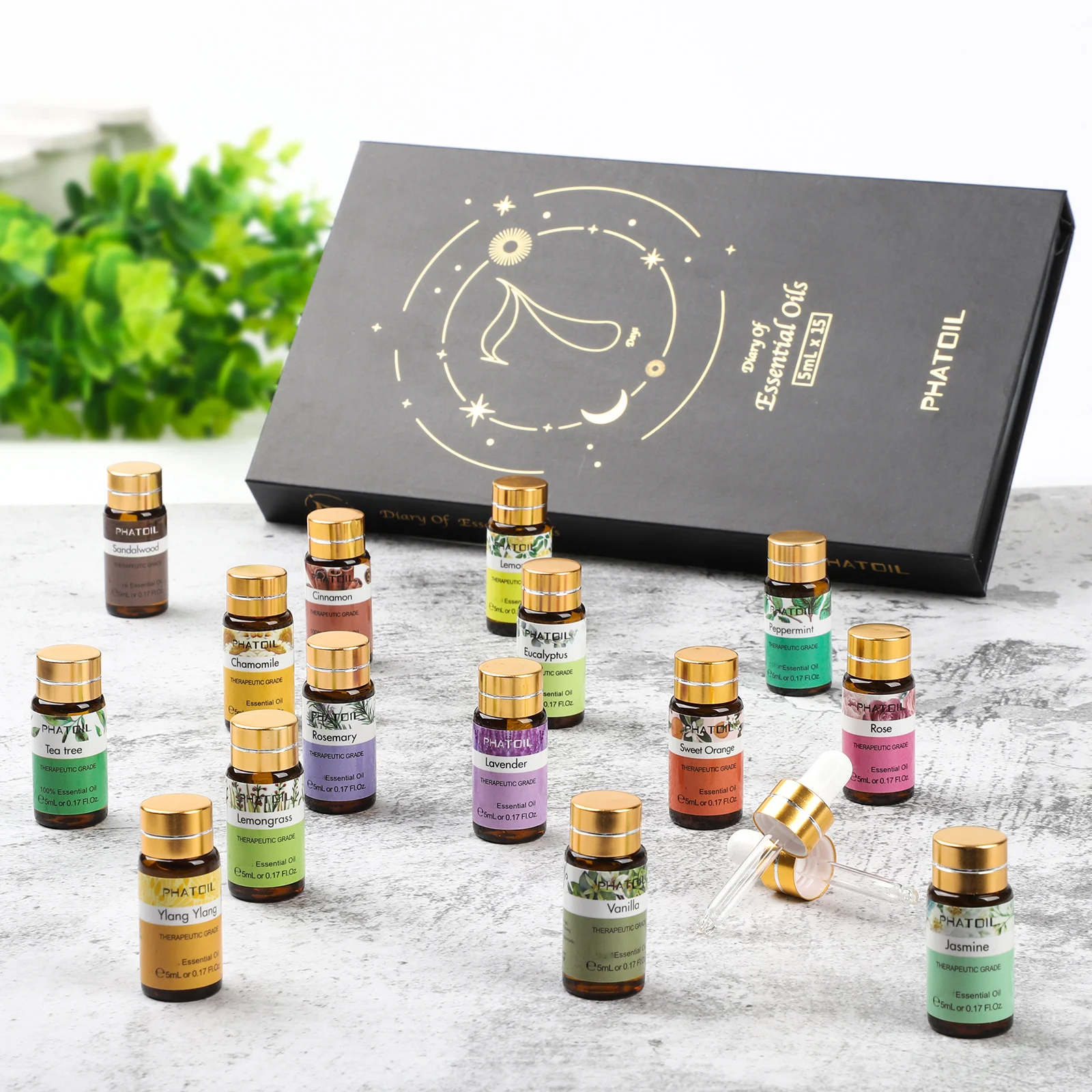 PHATOIL Essential Oils 15pcs Gift Set For Diffuser Lavender Eucalyptus Jasmine Sweet Orange Peppermint Vanilla 5ml Aroma Oils
PHATOIL Essential Oils 15pcs Gift Set For Diffuser Lavender Eucalyptus Jasmine Sweet Orange Peppermint Vanilla 5ml Aroma Oils