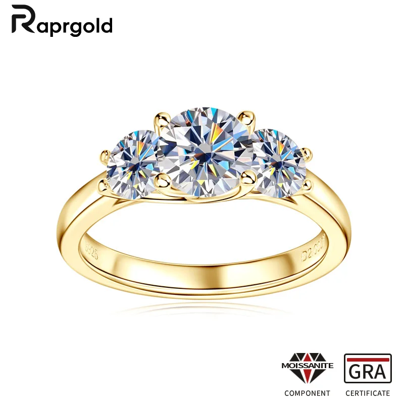 RAPRGOLD D VVS1 Женские обручальные кольца с муассанитом, настоящее серебро 925 пробы, кольцо круглой огранки с тремя камнями для женщин, свадебные украшения
RAPRGOLD D VVS1 Женские обручальные кольца с муассанитом, настоящее серебро 925 пробы, кольцо круглой огранки с тремя камнями для женщин, свадебные украшения
