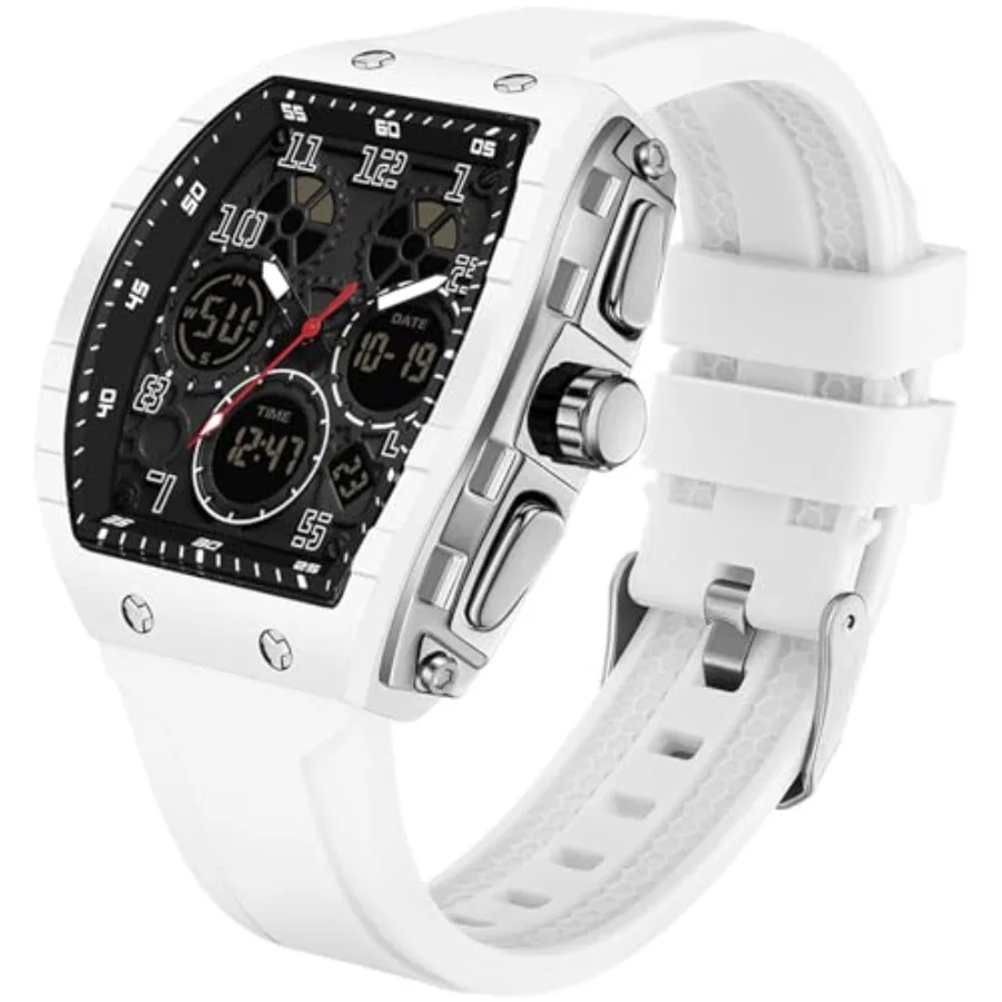 Watches for Men Relojes para Hombres Wristwatch with Digital Analog Dual Time Display Countdown Stopwatch Punk Cool Design 5ATM
Watches for Men Relojes para Hombres Wristwatch with Digital Analog Dual Time Display Countdown Stopwatch Punk Cool Design 5ATM