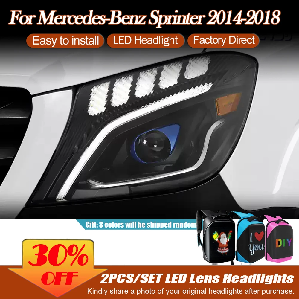 2pcs LED Headlights Assembly For Mercedes Sprinter W907 2014-2018 Sequential Turn Signal Daytime Running Projector Lens HeadLamp
2pcs LED Headlights Assembly For Mercedes Sprinter W907 2014-2018 Sequential Turn Signal Daytime Running Projector Lens HeadLamp