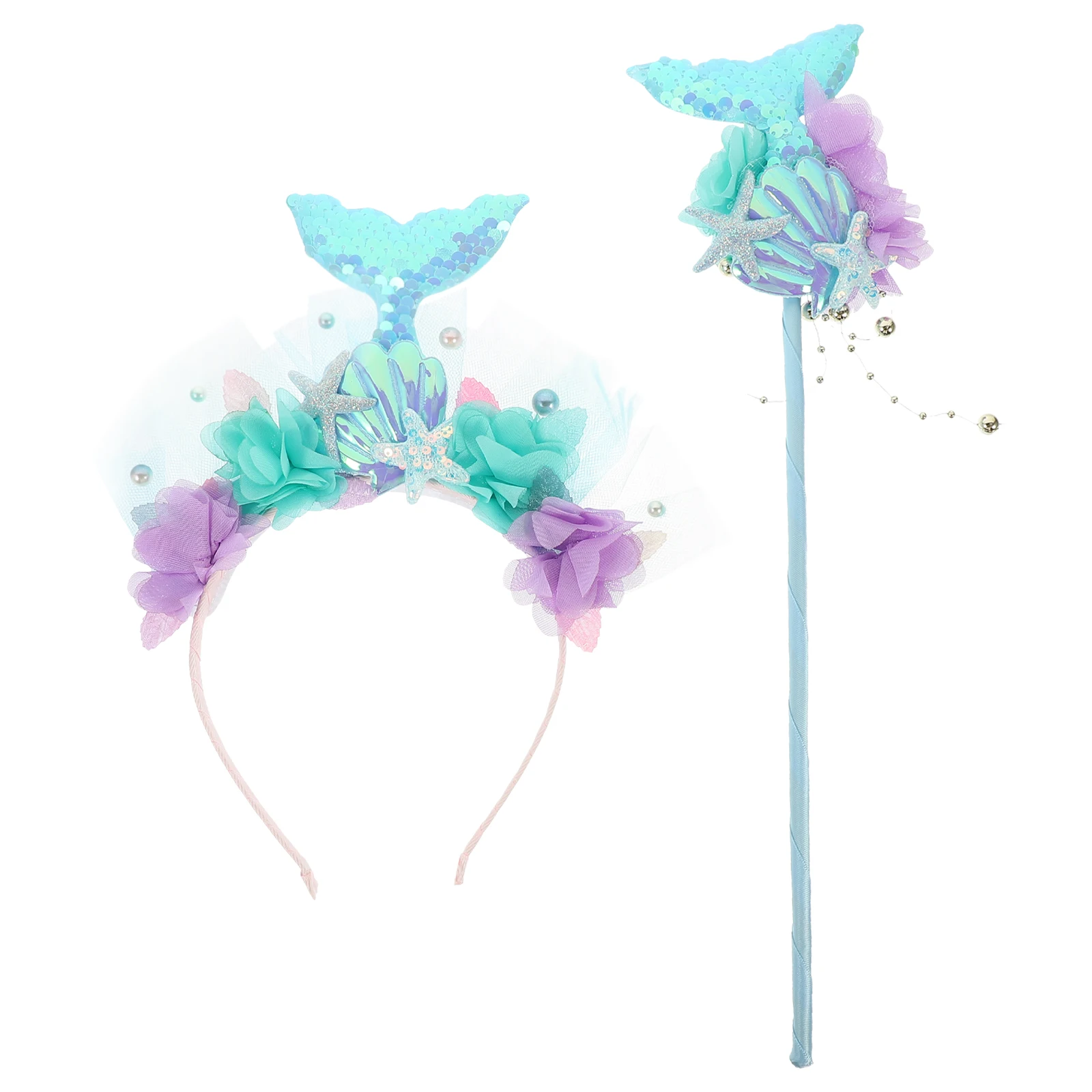 1 Set Mermaid Crown Headband Sequin Mermaid Tail Hair Hoop Fairy Wand Set Mermaid girl headband Mermaid Costume Props
1 Set Mermaid Crown Headband Sequin Mermaid Tail Hair Hoop Fairy Wand Set Mermaid girl headband Mermaid Costume Props