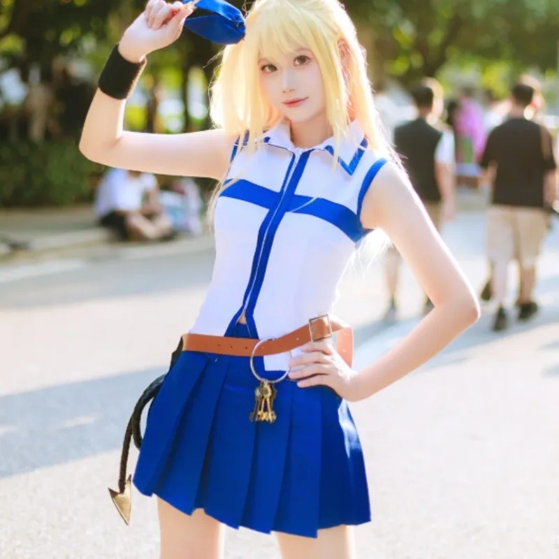 Lucy Heartfilia Anime Role Play Costume Blue White Summer Sailor Dress with Belt Skirt Set for Women Halloween Party
Lucy Heartfilia Anime Role Play Costume Blue White Summer Sailor Dress with Belt Skirt Set for Women Halloween Party
