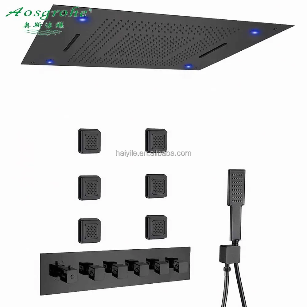 Современная многофункциональная 600*800 мм черная светодиодная насадка для душа для ванной комнаты, термостатический слив, умный душевой набор с дождевой насадкой
Современная многофункциональная 600*800 мм черная светодиодная насадка для душа для ванной комнаты, термостатический слив, умный душевой набор с дождевой насадкой