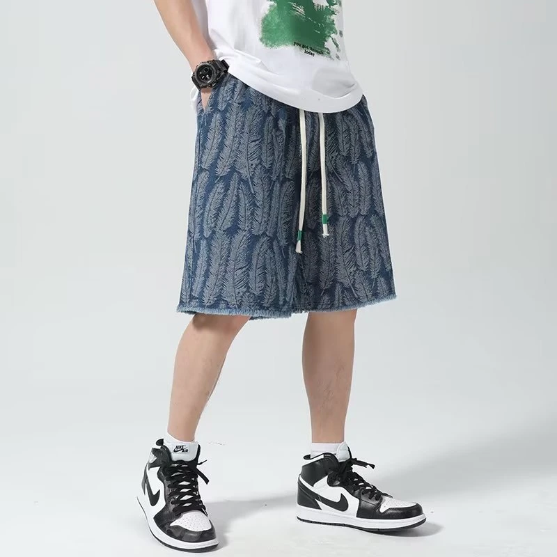Summer Women's Feather Print Design Straight Denim Shorts Cool Girl Wide Leg Cropped Female High Waist Loose Knee Length Pants
Summer Women's Feather Print Design Straight Denim Shorts Cool Girl Wide Leg Cropped Female High Waist Loose Knee Length Pants