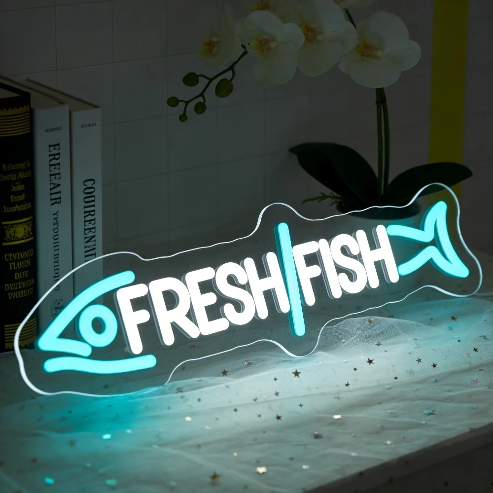 Неоновая вывеска «Свежая рыба» с синей LED-подсветкой, USB, с регулировкой яркости, для ресторанов морепродуктов, суши-баров, рынков, кухонь, прибрежных домов, декора стен
Неоновая вывеска «Свежая рыба» с синей LED-подсветкой, USB, с регулировкой яркости, для ресторанов морепродуктов, суши-баров, рынков, кухонь, прибрежных домов, декора стен