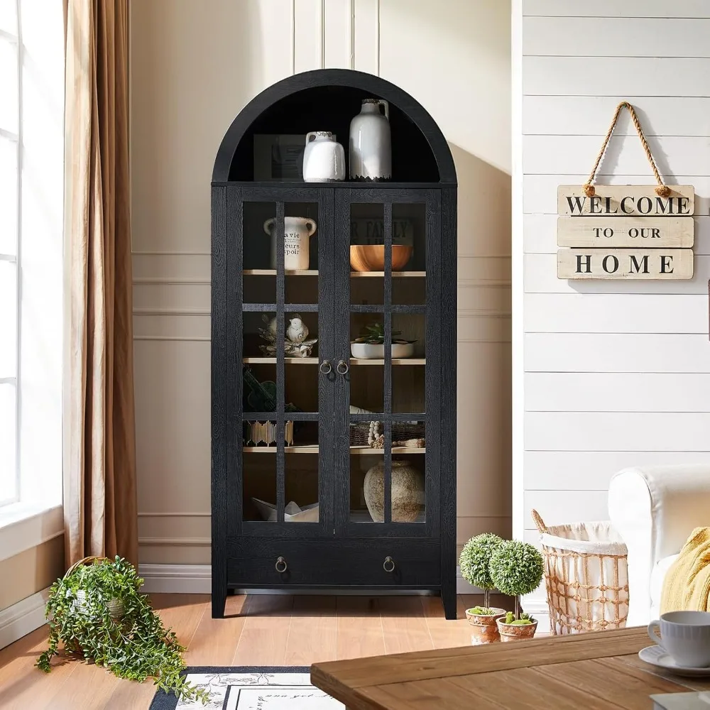 Farmhouse Arched Cabinet with Glass Doors, Wood Display Cabinet with Drawer and Adjustable Shelves, 71” Kitchen Pantry Tall Book
Farmhouse Arched Cabinet with Glass Doors, Wood Display Cabinet with Drawer and Adjustable Shelves, 71” Kitchen Pantry Tall Book