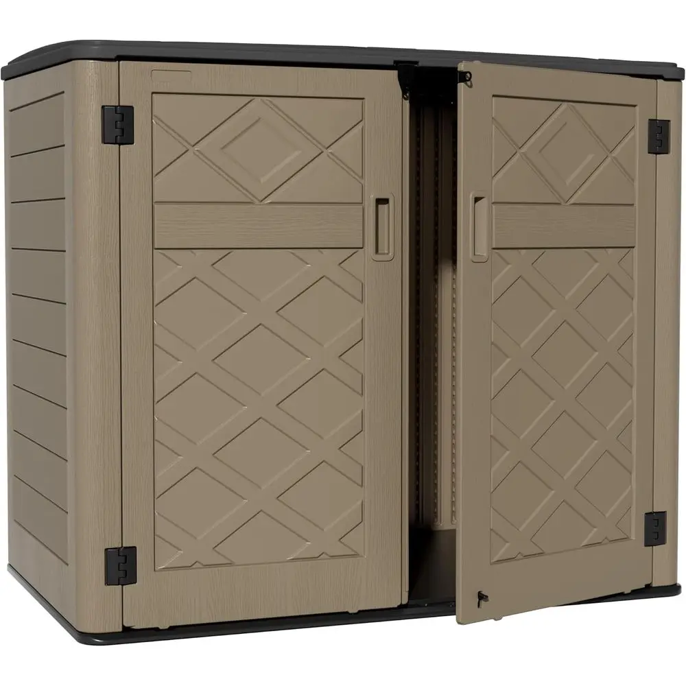 Stylish 48 Cubic Foot Outdoor Storage Shed with Lockable Lid for Patio Accessories, Trash Cans, and Garden Tools
Stylish 48 Cubic Foot Outdoor Storage Shed with Lockable Lid for Patio Accessories, Trash Cans, and Garden Tools