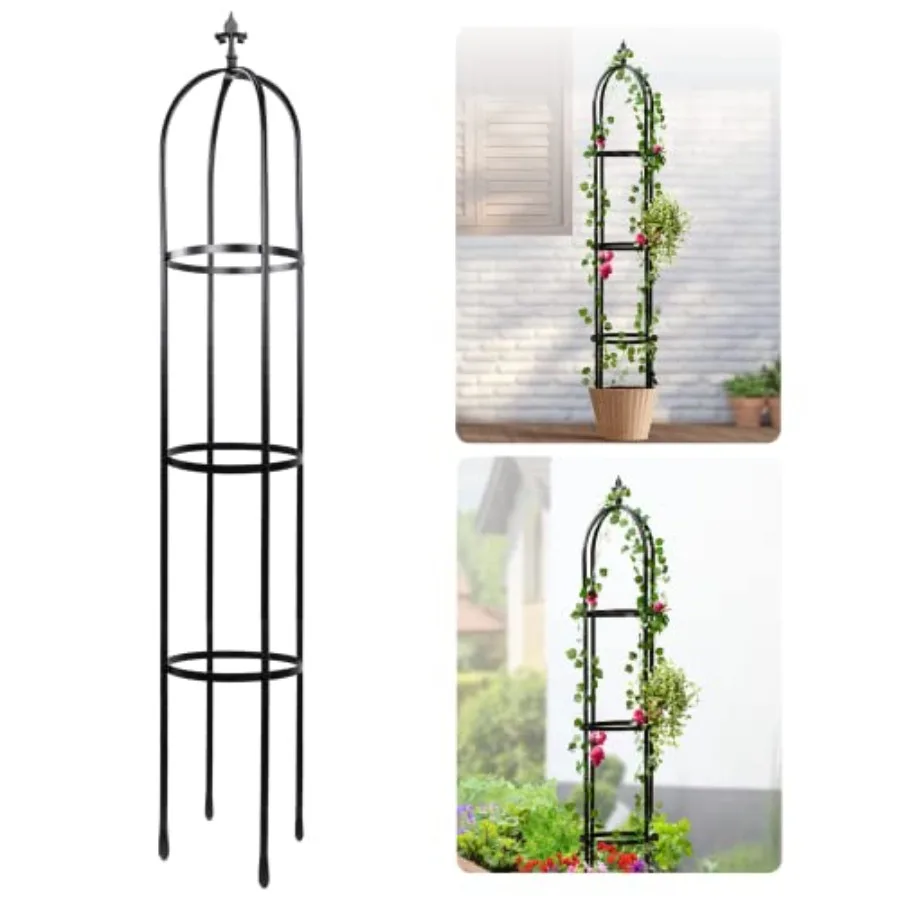 Outdoor climbing plant trellis: 100 metal obelisk 6ft/72in heavy duty black finish with stone-look texture durable garden suppo
Outdoor climbing plant trellis: 100 metal obelisk 6ft/72in heavy duty black finish with stone-look texture durable garden suppo