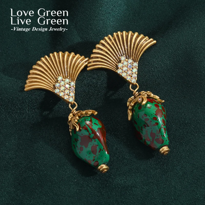 Vintage Green Glaze Sector Drop Earring Gold Color Natural Stone Luxury Jewelry Designer For Women Gift Christmas Thanksgiving
Vintage Green Glaze Sector Drop Earring Gold Color Natural Stone Luxury Jewelry Designer For Women Gift Christmas Thanksgiving