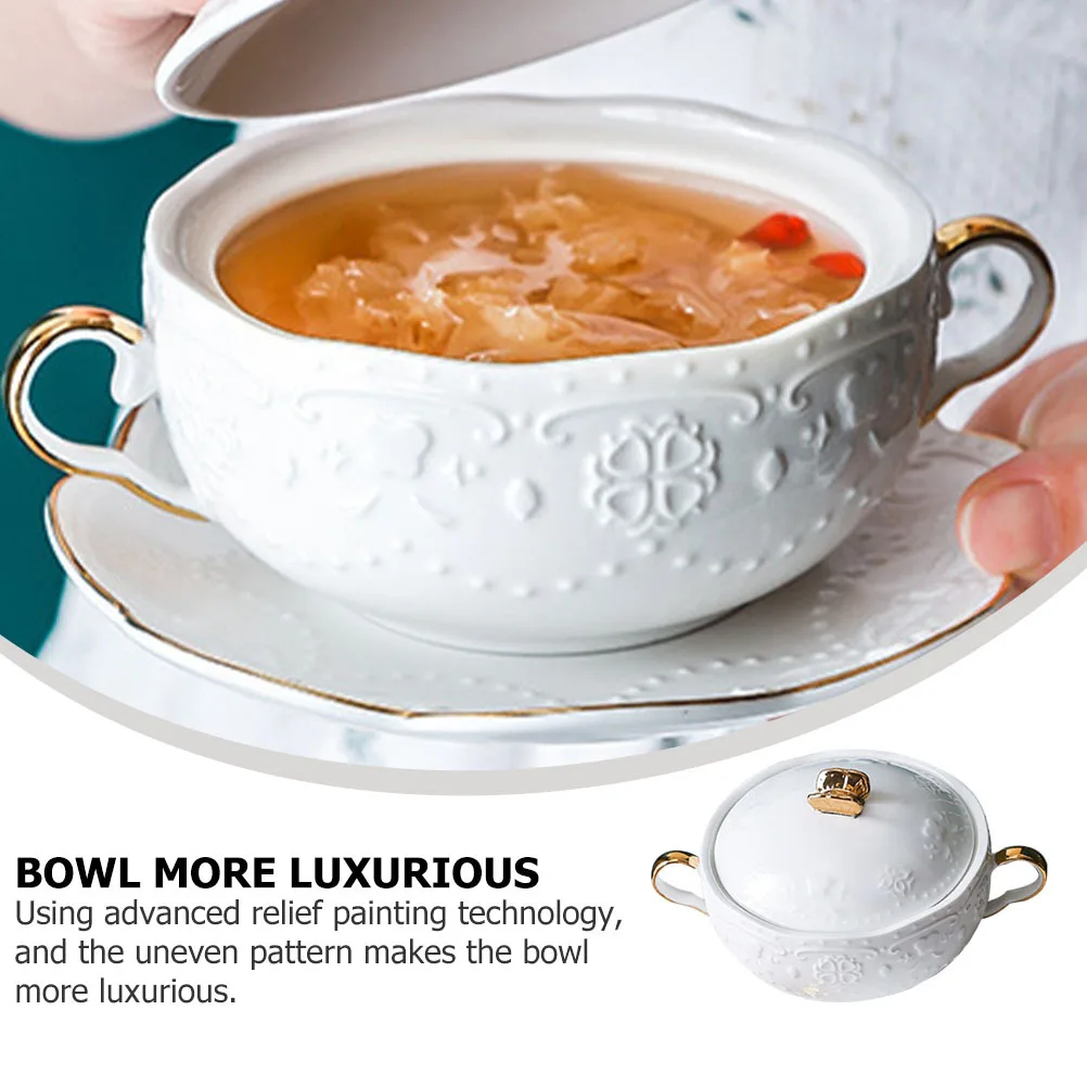 1Set Ceramic Dessert Bowl Double Handle Gold White Heavy Duty Elegant Relief Painting Multipurpose Fruit Salad Soup Bowl
1Set Ceramic Dessert Bowl Double Handle Gold White Heavy Duty Elegant Relief Painting Multipurpose Fruit Salad Soup Bowl