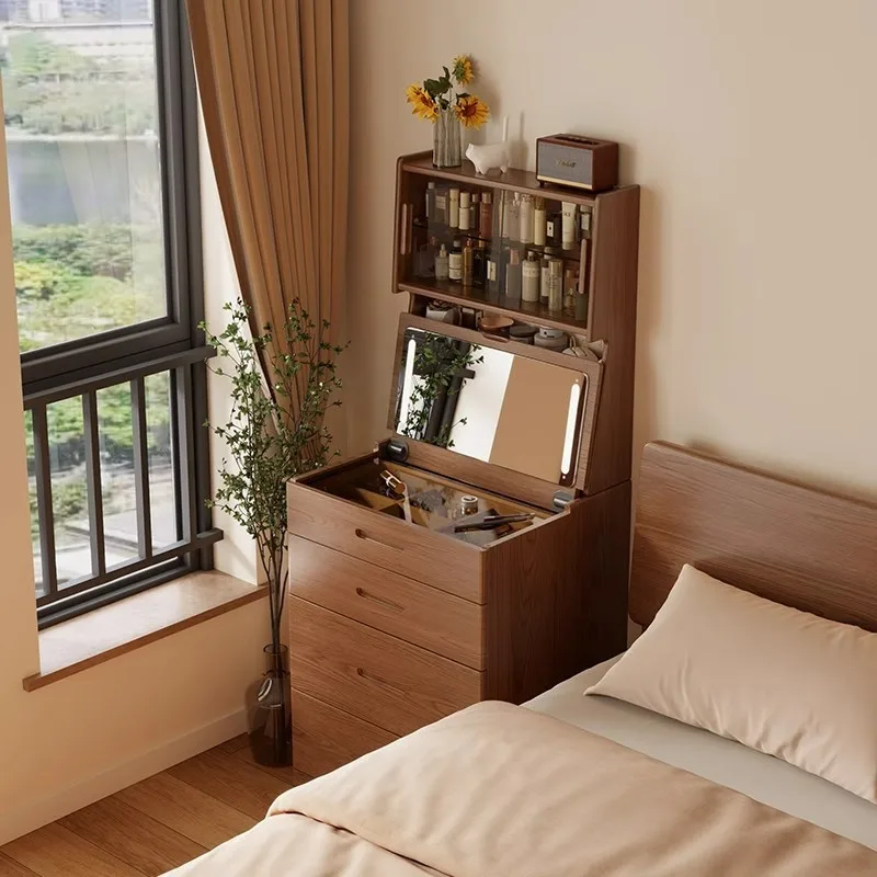 Solid wood dresser small bedroom modern simple makeup table apartment mini flip bedside storage cabinet integrated
Solid wood dresser small bedroom modern simple makeup table apartment mini flip bedside storage cabinet integrated