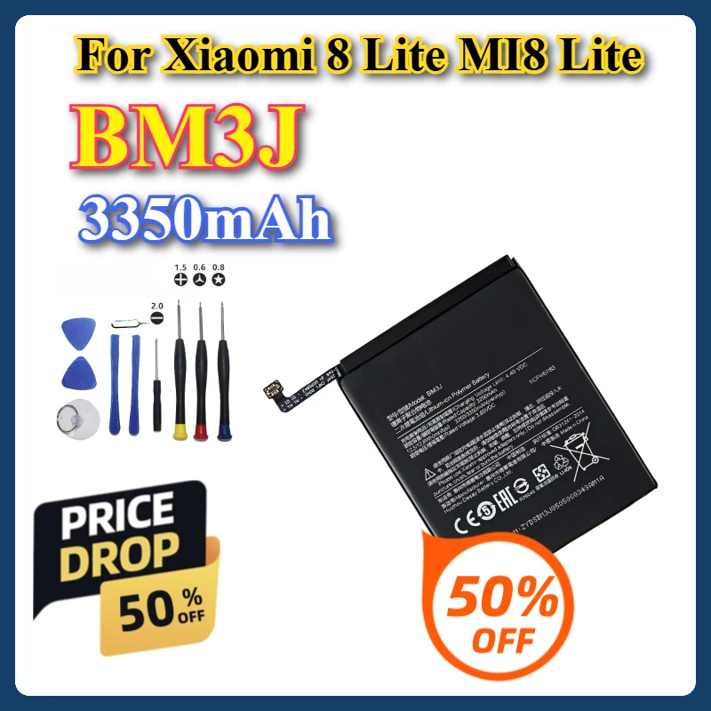 BM3J 3350mAh Brand New Mobile Phone Battery For Xiaomi 8 Lite MI8 Lite BM3J High Quality Phone Replacement Batteries +Tools
BM3J 3350mAh Brand New Mobile Phone Battery For Xiaomi 8 Lite MI8 Lite BM3J High Quality Phone Replacement Batteries +Tools