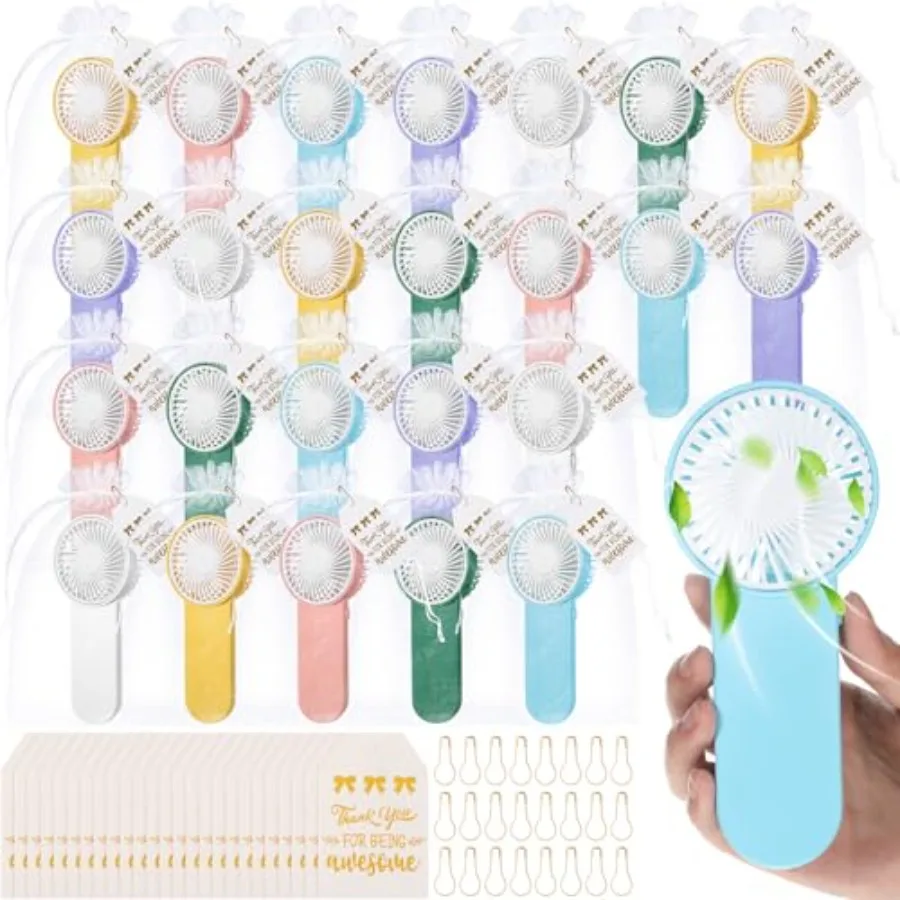 Summer wedding favors: 3-piece mini handheld fans in pastel blue, lightweight ABS plastic, portable battery-powered design with
Summer wedding favors: 3-piece mini handheld fans in pastel blue, lightweight ABS plastic, portable battery-powered design with