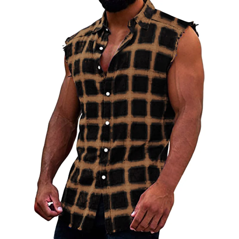 5 Colors Hot Sale 2022 Men's Summer Shirts Fashion Casual Plaid Print Buckle Sanding Sleeveless T Shirt Vest Simple Daily Tops
5 Colors Hot Sale 2022 Men's Summer Shirts Fashion Casual Plaid Print Buckle Sanding Sleeveless T Shirt Vest Simple Daily Tops