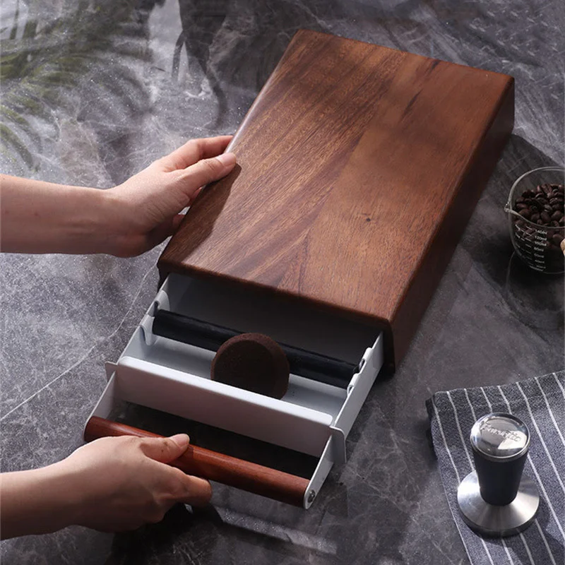 Walnut Wood Coffee Knock Box Drawer Stainless Steel Espresso Knock Box,Non slip,Thickened Coffee Grounds Knock Box for Household
Walnut Wood Coffee Knock Box Drawer Stainless Steel Espresso Knock Box,Non slip,Thickened Coffee Grounds Knock Box for Household