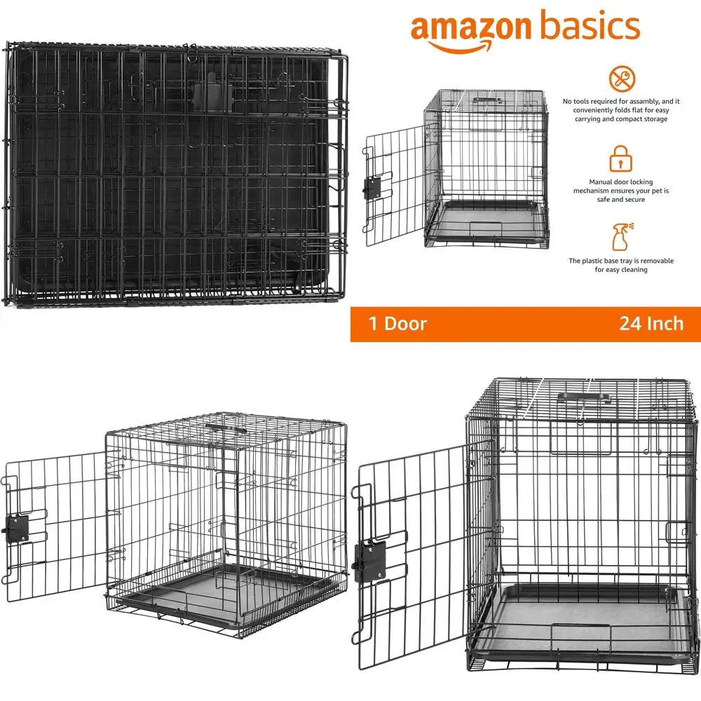 Sturdy Metal Dog Crate with Removable Tray, 24 x 18 x 20, Single Door, Black
Sturdy Metal Dog Crate with Removable Tray, 24 x 18 x 20, Single Door, Black