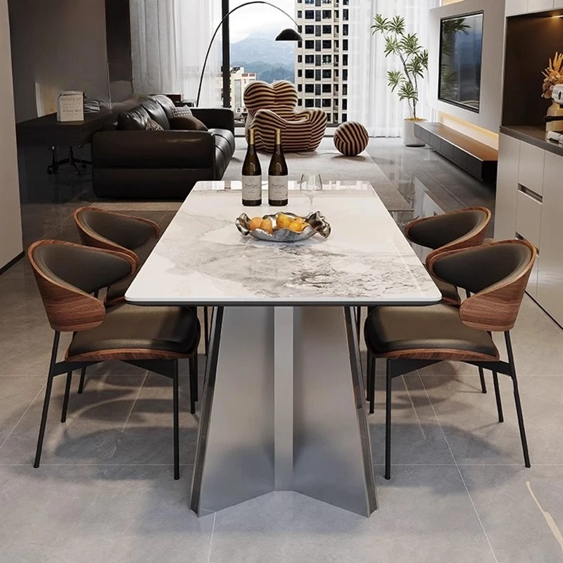 Italian minimalist rock slab dining table and chair combination household dining table small apartment modern simple light
Italian minimalist rock slab dining table and chair combination household dining table small apartment modern simple light