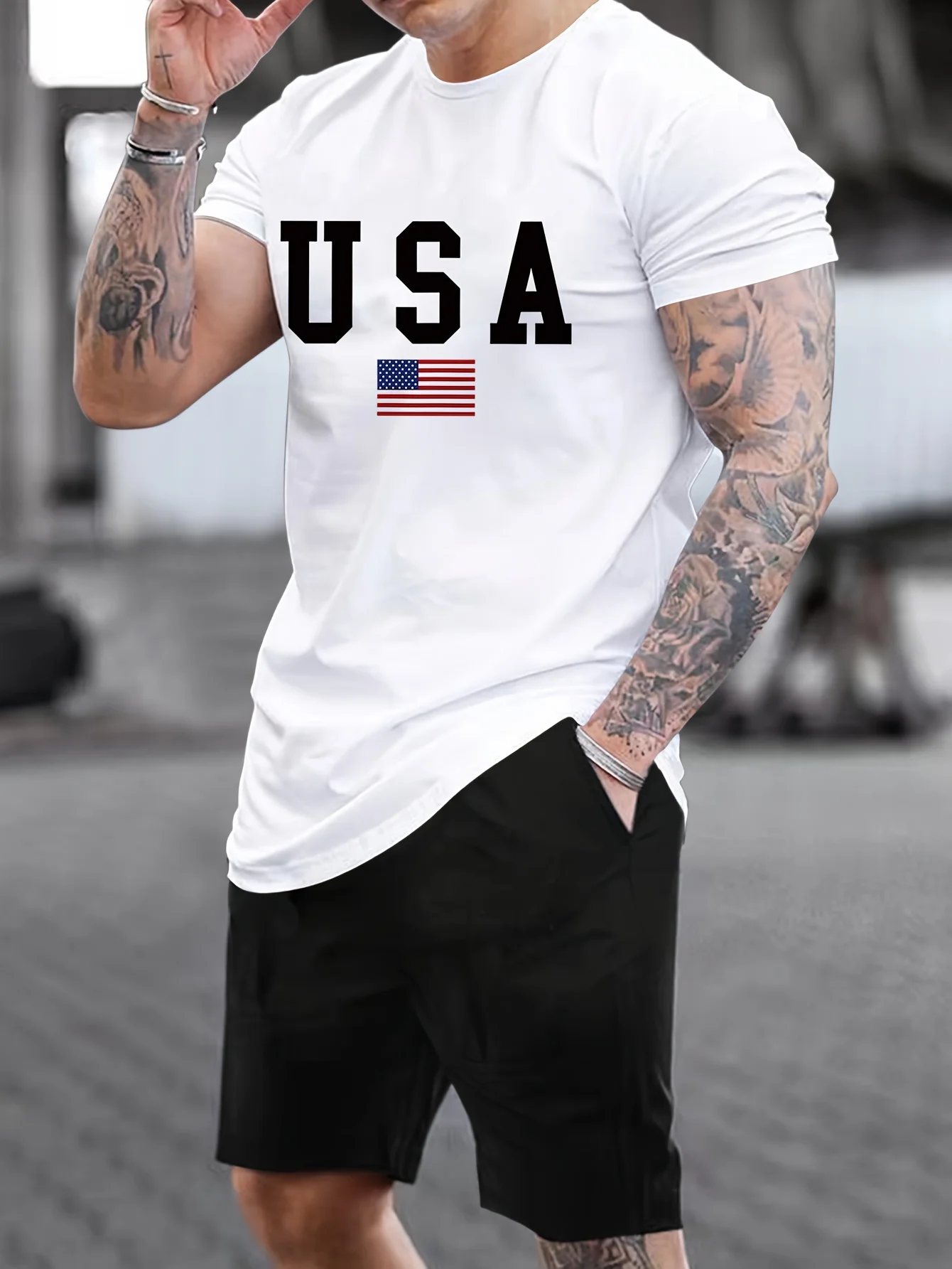 Summer men's 100% pure cotton casual loose plus size USA letter printed sports comfortable round neck short sleeved T-shirt+pant
Summer men's 100% pure cotton casual loose plus size USA letter printed sports comfortable round neck short sleeved T-shirt+pant