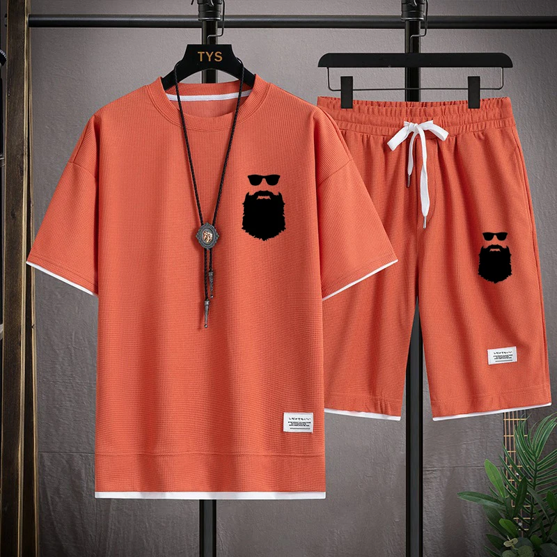 Men's two-piece casual T-shirt and shorts set, men's sports set, fashionable short sleeved sports set, breathable set
Men's two-piece casual T-shirt and shorts set, men's sports set, fashionable short sleeved sports set, breathable set