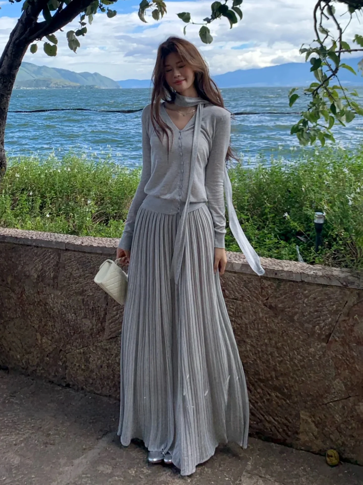 Loose Fit V-Neck Long Sleeve Knitted Sweater Women's Autumn Set with Half Skirt Two-Piece Casual Style Rylee And Cru Ensemble
Loose Fit V-Neck Long Sleeve Knitted Sweater Women's Autumn Set with Half Skirt Two-Piece Casual Style Rylee And Cru Ensemble