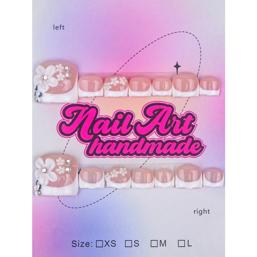 10pcs Shiny Square Fake Nails, Handmade Pink Toenails, Multifunctional Handmade 3D Flower Toenails, Hand-Painted Purple French Tip Style, Shiny Gold Rhinestone Decor, Elegant Sexy Toenails Suitable For Women's Party, Suitable For Women And Girls, Party, W
10pcs Shiny Square Fake Nails, Handmade Pink Toenails, Multifunctional Handmade 3D Flower Toenails, Hand-Painted Purple French Tip Style, Shiny Gold Rhinestone Decor, Elegant Sexy Toenails Suitable For Women's Party, Suitable For Women And Girls, Party, W