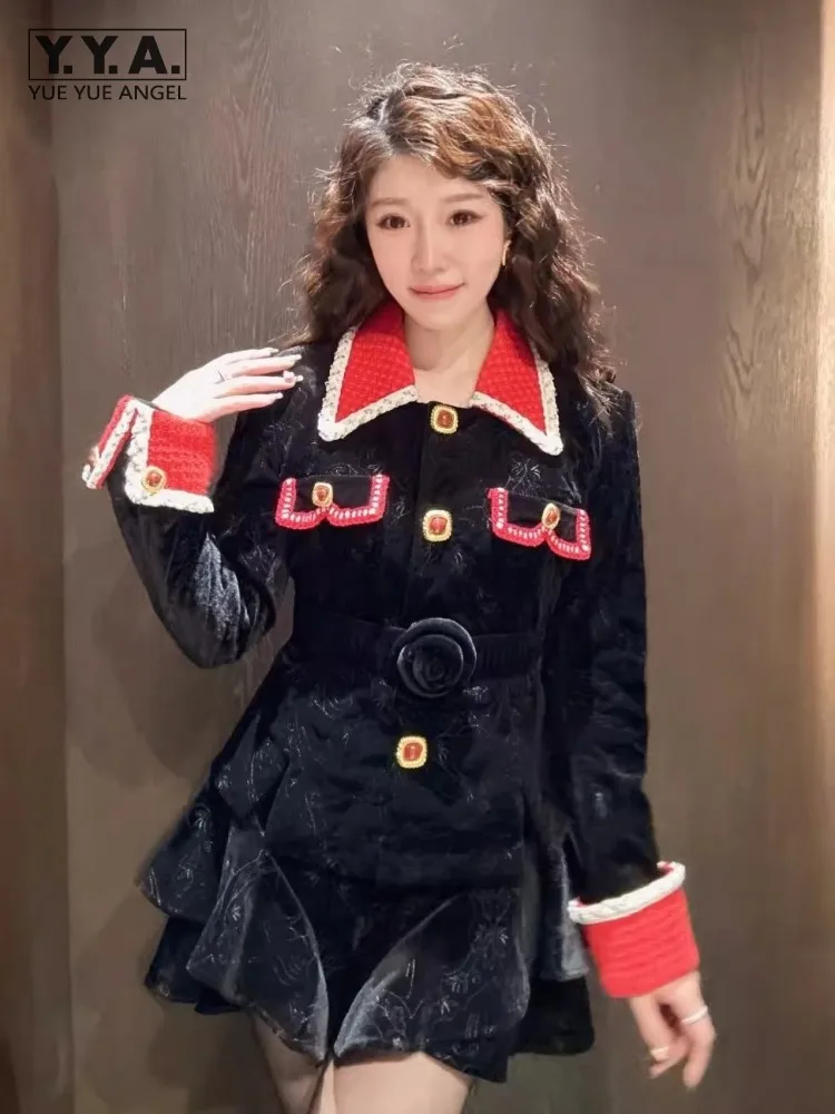 Vintage Design Women Mixed Colors Embroidery Velvet Jacket High Waist A-Line Skirt Two Piece Set Lady Autumn Sweet Matching Sets
Vintage Design Women Mixed Colors Embroidery Velvet Jacket High Waist A-Line Skirt Two Piece Set Lady Autumn Sweet Matching Sets