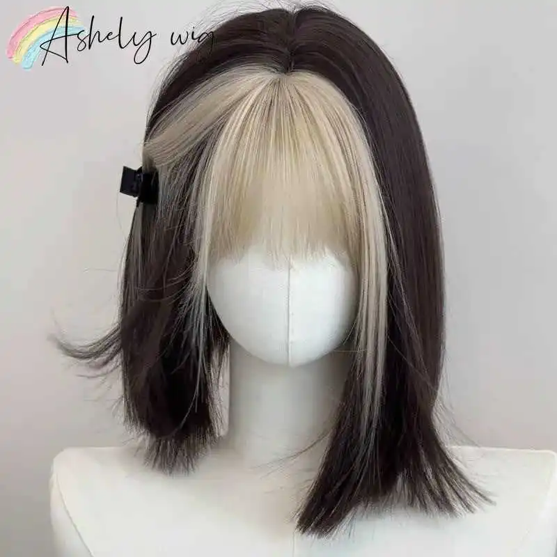 Short Wig with Bangs 12inch Straight Hair Wigs E-girls Y2K Hairstyle Synthetic Wig High Temperature Fibers Headband Wigs 가발
Short Wig with Bangs 12inch Straight Hair Wigs E-girls Y2K Hairstyle Synthetic Wig High Temperature Fibers Headband Wigs 가발