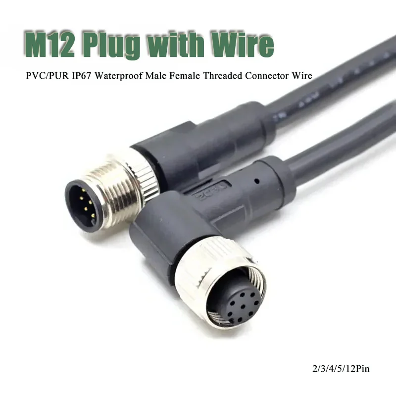 Waterproof M12 3 4 5 8 12 Pin Aviation Plug with Cable PVC/PUR IP67 Male Female Threaded Connector Wire for Data Telecom Systems
Waterproof M12 3 4 5 8 12 Pin Aviation Plug with Cable PVC/PUR IP67 Male Female Threaded Connector Wire for Data Telecom Systems