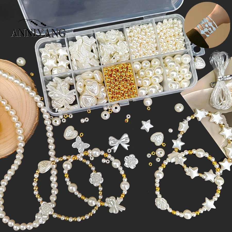 Imitation Pearl Bead Handmade Bracelet Necklace Material Kit, Pearl Butterfly Heart Flower Spacer Beads DIY Jewelry Accessories
Imitation Pearl Bead Handmade Bracelet Necklace Material Kit, Pearl Butterfly Heart Flower Spacer Beads DIY Jewelry Accessories