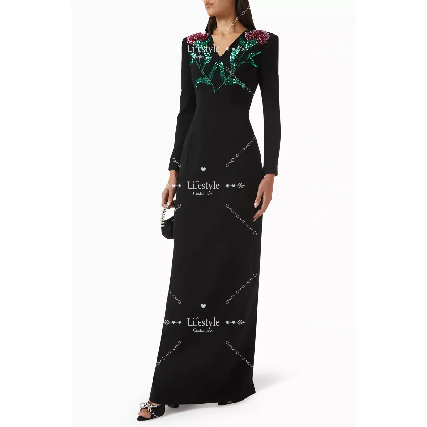 Customized V-neck Flower Beads Sequined Prom Dresses Long Sleeves Formal Evening Dress High Quality Elegant Formal Gown
Customized V-neck Flower Beads Sequined Prom Dresses Long Sleeves Formal Evening Dress High Quality Elegant Formal Gown