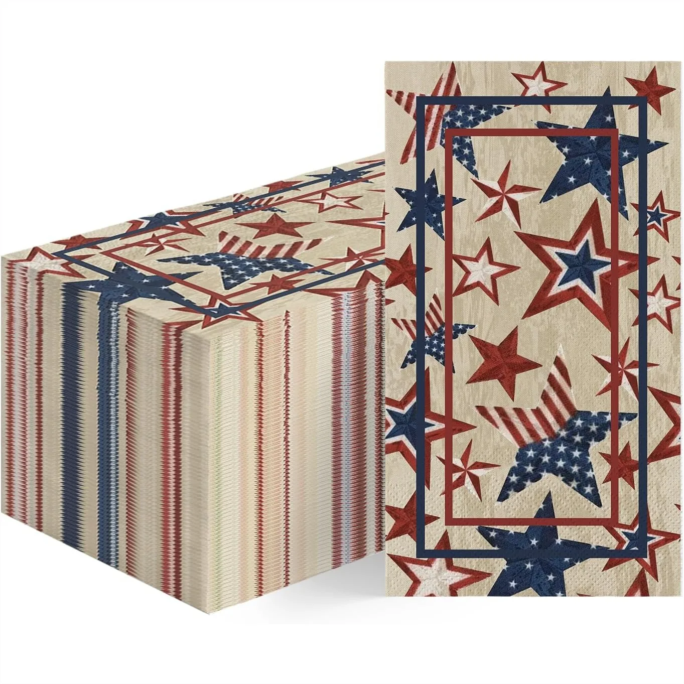 100 Disposable Paper Napkins with Vintage American Star, Patriotic 4th of July Independence Day Hand Towel for Party Lunch
100 Disposable Paper Napkins with Vintage American Star, Patriotic 4th of July Independence Day Hand Towel for Party Lunch