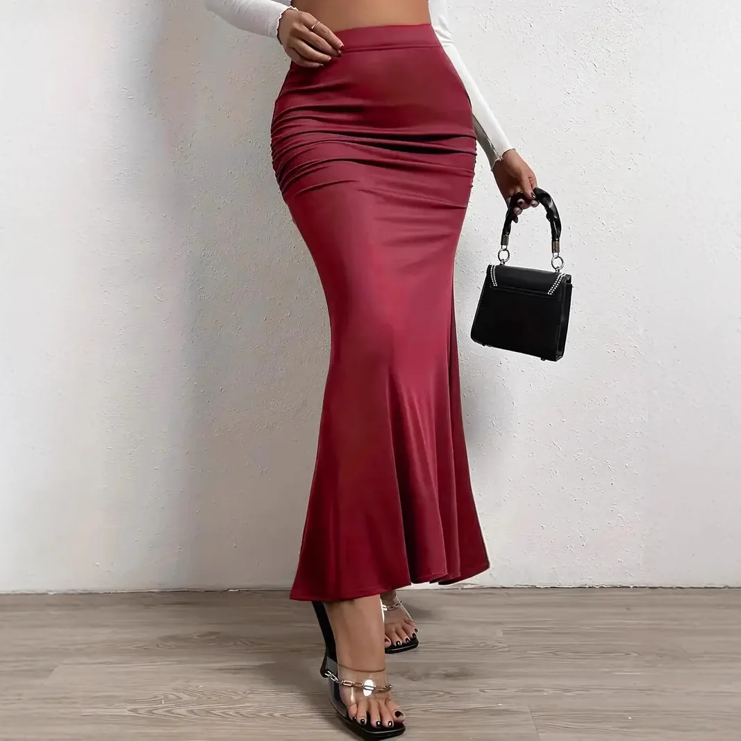 Elegant Fashion woman skirt European and American Style Bodycon Knit High-Waisted Slim-Fit Black Red Fishtail Skirt for Daily
Elegant Fashion woman skirt European and American Style Bodycon Knit High-Waisted Slim-Fit Black Red Fishtail Skirt for Daily