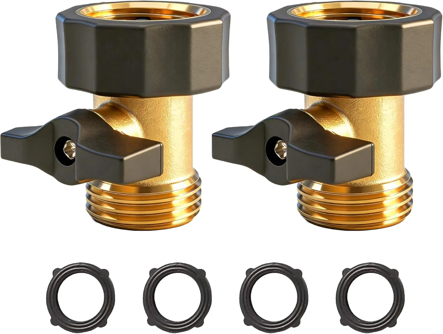 Heavy Duty Brass Water Shut Off Valve, 2 Pack 3/4 Inch Garden Hose Connector with Extended Handle & 4 Extra Washers
Heavy Duty Brass Water Shut Off Valve, 2 Pack 3/4 Inch Garden Hose Connector with Extended Handle & 4 Extra Washers