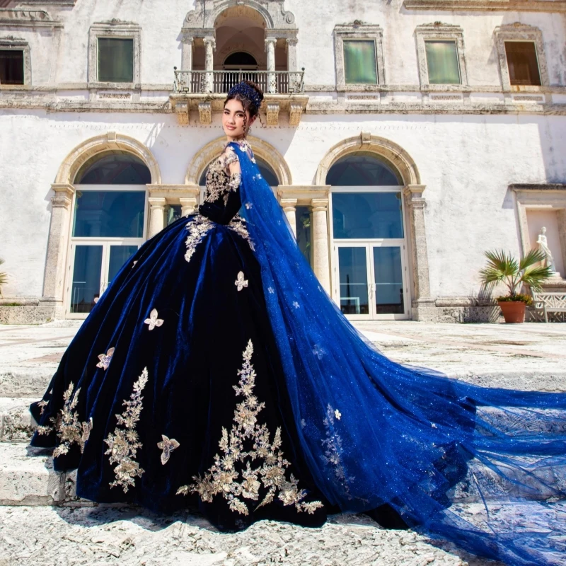 Navy Blue Ball Gown Quinceanera Dresses Gold Applique Lace Beading Crystal Bow Corset Off The Shoulder Sweet 16 Dress Vestidos
Navy Blue Ball Gown Quinceanera Dresses Gold Applique Lace Beading Crystal Bow Corset Off The Shoulder Sweet 16 Dress Vestidos