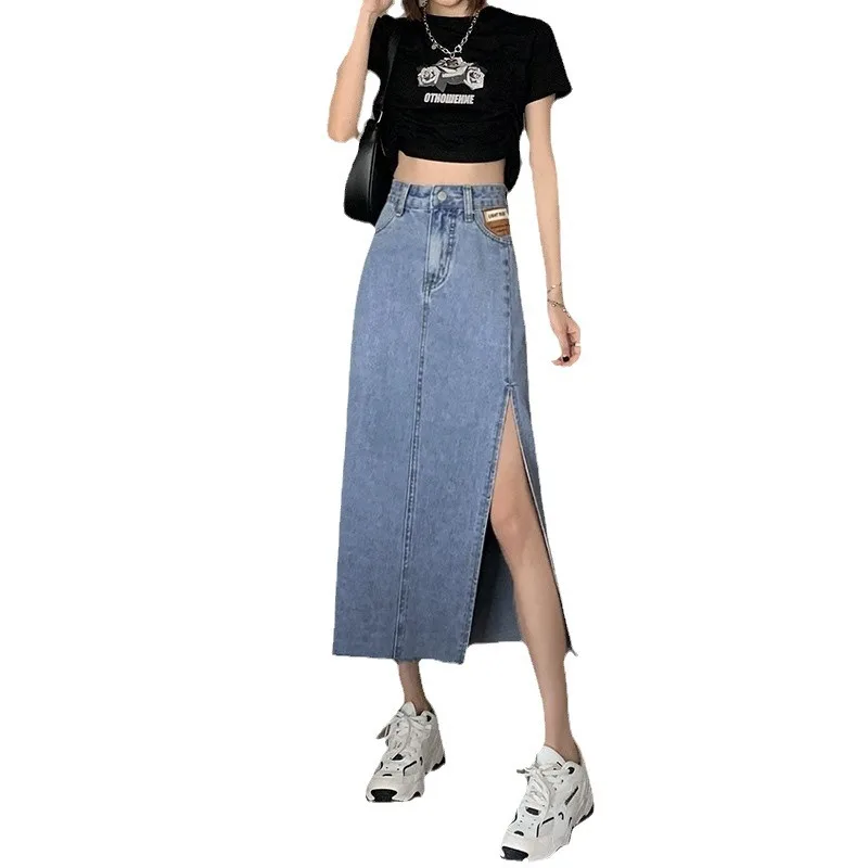 Women's Street Fashion Side-slit Denim Half Body Skirt. A New Summer Casual High-waisted A-line Hip Wrap Long Skirts for Women
Women's Street Fashion Side-slit Denim Half Body Skirt. A New Summer Casual High-waisted A-line Hip Wrap Long Skirts for Women