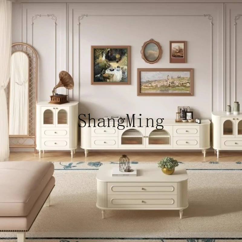 DHY retro solid wood TV cabinet coffee table combination living room household light luxury cream style
DHY retro solid wood TV cabinet coffee table combination living room household light luxury cream style