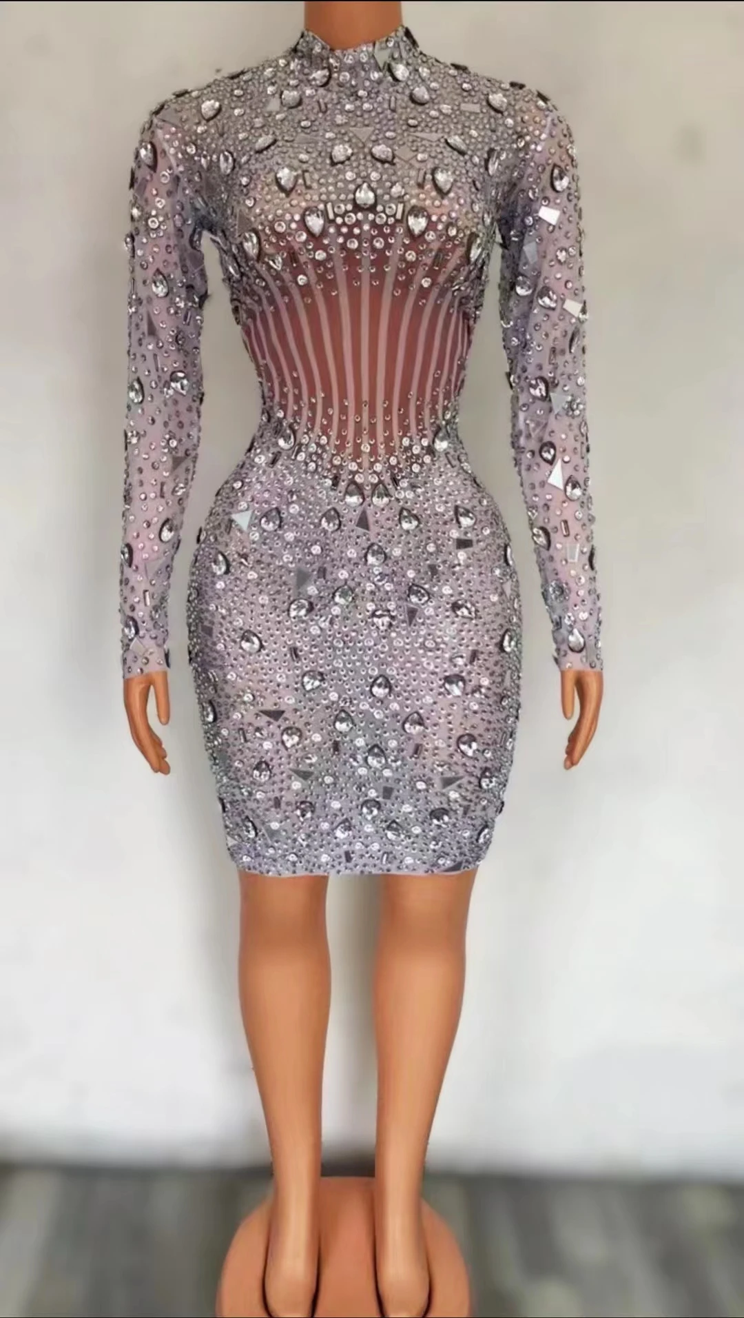 Birthday Women's Black Mesh See-through MiniSexy High Neck Long Sleeve Beaded BodyconDress Club Party Vestidos A026
Birthday Women's Black Mesh See-through MiniSexy High Neck Long Sleeve Beaded BodyconDress Club Party Vestidos A026