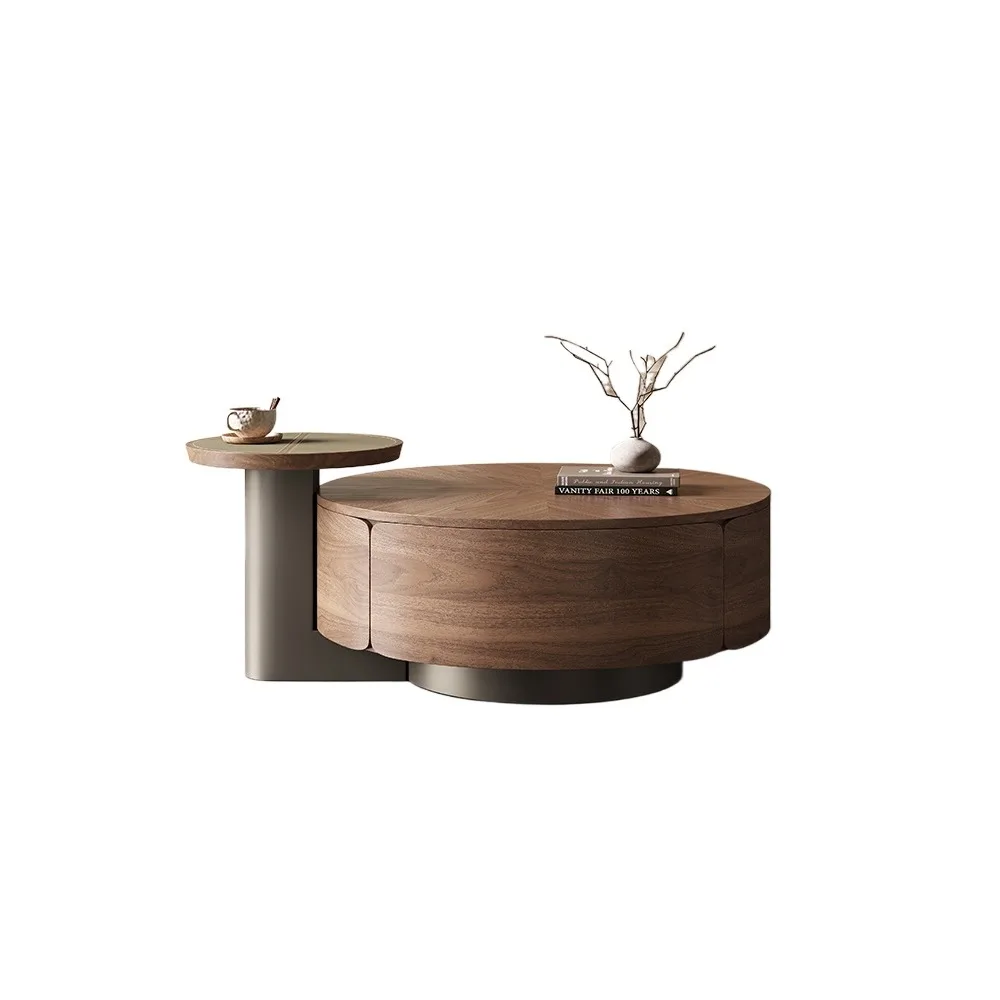 Retro round coffee table combination solid wood household small apartment living room storage coffee table
Retro round coffee table combination solid wood household small apartment living room storage coffee table