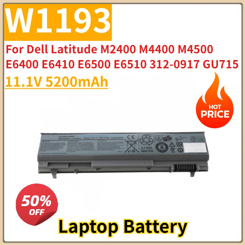 New Replacement Laptop Battery 11.1V 5200mAh W1193 For Dell Latitude M2400 M4400 M4500 E6400 E6410 E6500 E6510 312-0917 GU715
New Replacement Laptop Battery 11.1V 5200mAh W1193 For Dell Latitude M2400 M4400 M4500 E6400 E6410 E6500 E6510 312-0917 GU715
