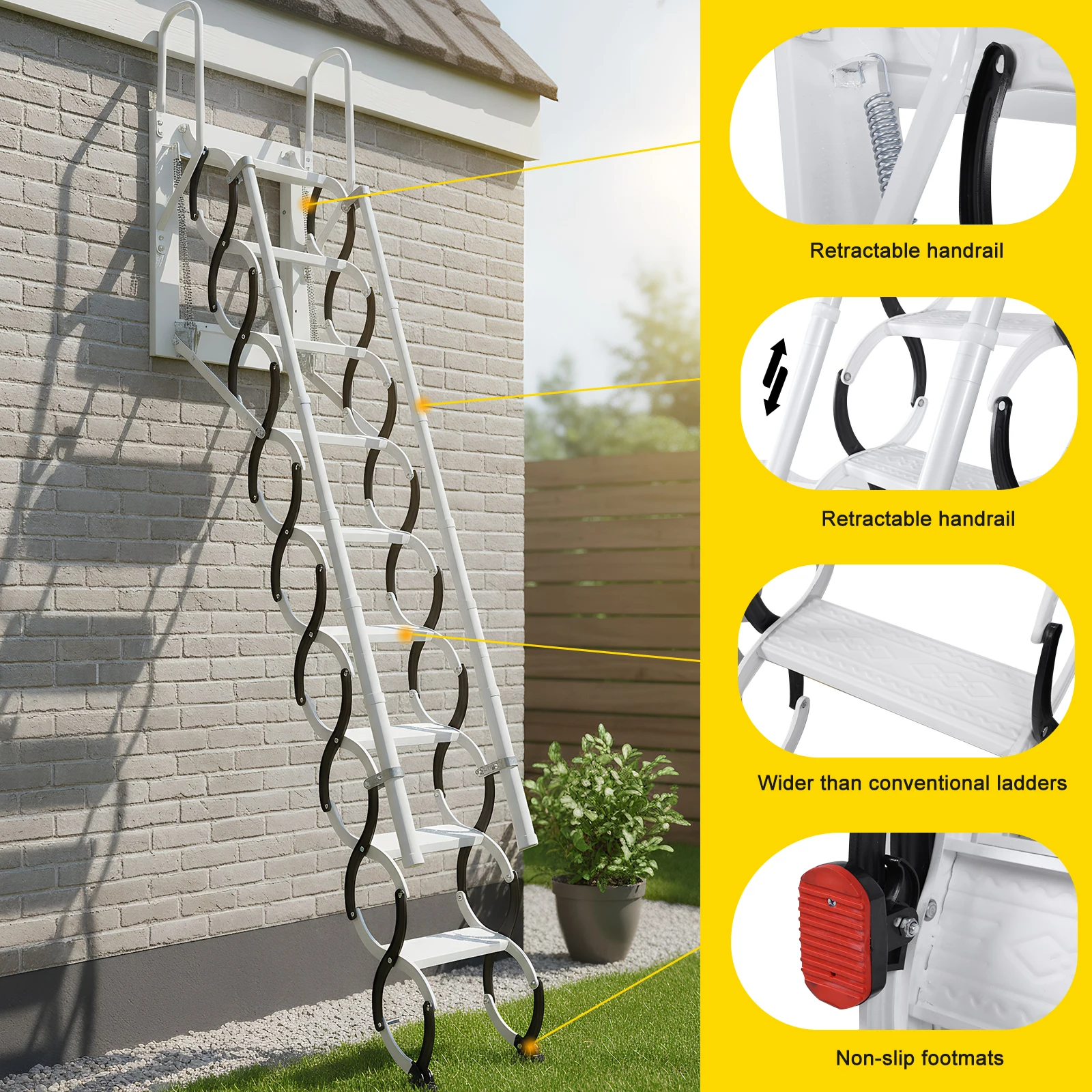 9/11Steps Pull Down Attic Stairs Retractable Invisible Pull Down Stairs with 2 Handrails for Home Indoor Outdoor
9/11Steps Pull Down Attic Stairs Retractable Invisible Pull Down Stairs with 2 Handrails for Home Indoor Outdoor