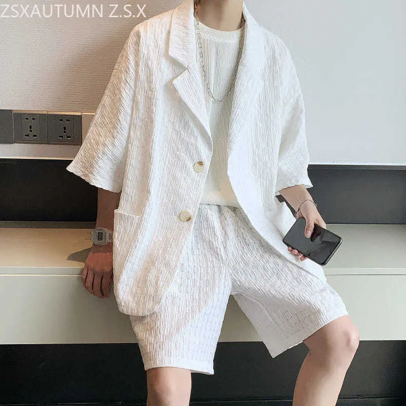 2023 Summer Loose Thin Suit Men's Short Sleeve Plaid Trend Suit Shirt Shorts Set Casual Korean Fashion Elegant Two-piece Set Men
2023 Summer Loose Thin Suit Men's Short Sleeve Plaid Trend Suit Shirt Shorts Set Casual Korean Fashion Elegant Two-piece Set Men