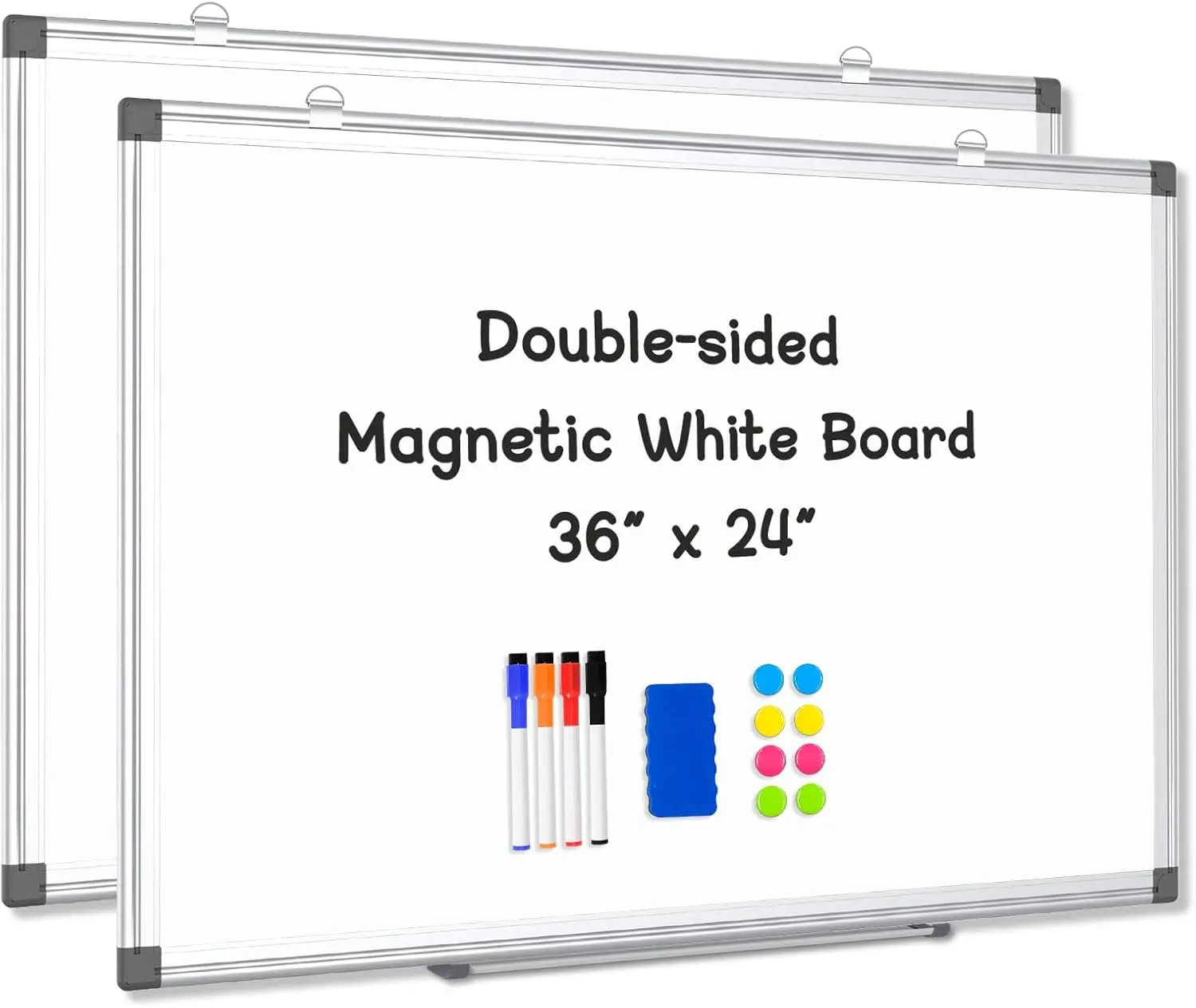 2 Pack 36x24 Double-Sided Magnetic Whiteboard, Aluminum Frame Dry Erase Board for Wall, Hanging Mount for Office School Home
2 Pack 36x24 Double-Sided Magnetic Whiteboard, Aluminum Frame Dry Erase Board for Wall, Hanging Mount for Office School Home