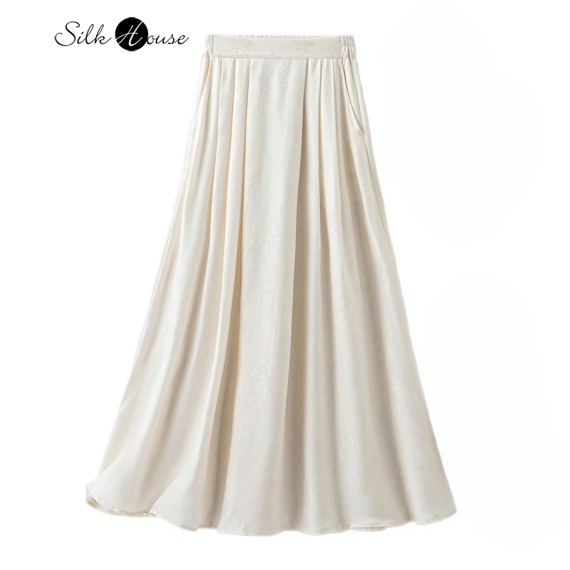 2025 Women's Summer New 100% Natural Mulberry Silk Jacquard Satin Women's Elastic Waist Loose Versatile Off White Skirt
2025 Women's Summer New 100% Natural Mulberry Silk Jacquard Satin Women's Elastic Waist Loose Versatile Off White Skirt