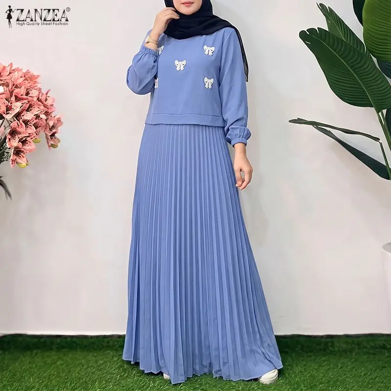 ZANZEA Muslim Women Abaya Robes O-Neck Long Sleeve Bow Details Accordion Pleats Maxi Dress Islamic Hijabis Ramadan Eid Kaftan
ZANZEA Muslim Women Abaya Robes O-Neck Long Sleeve Bow Details Accordion Pleats Maxi Dress Islamic Hijabis Ramadan Eid Kaftan