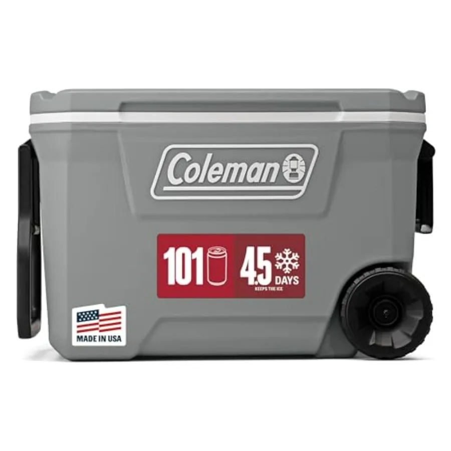 Outdoor portable rolling cooler with insulated hard shell, gray color, leak-resistant design keeps ice up to 5 days for camping
Outdoor portable rolling cooler with insulated hard shell, gray color, leak-resistant design keeps ice up to 5 days for camping