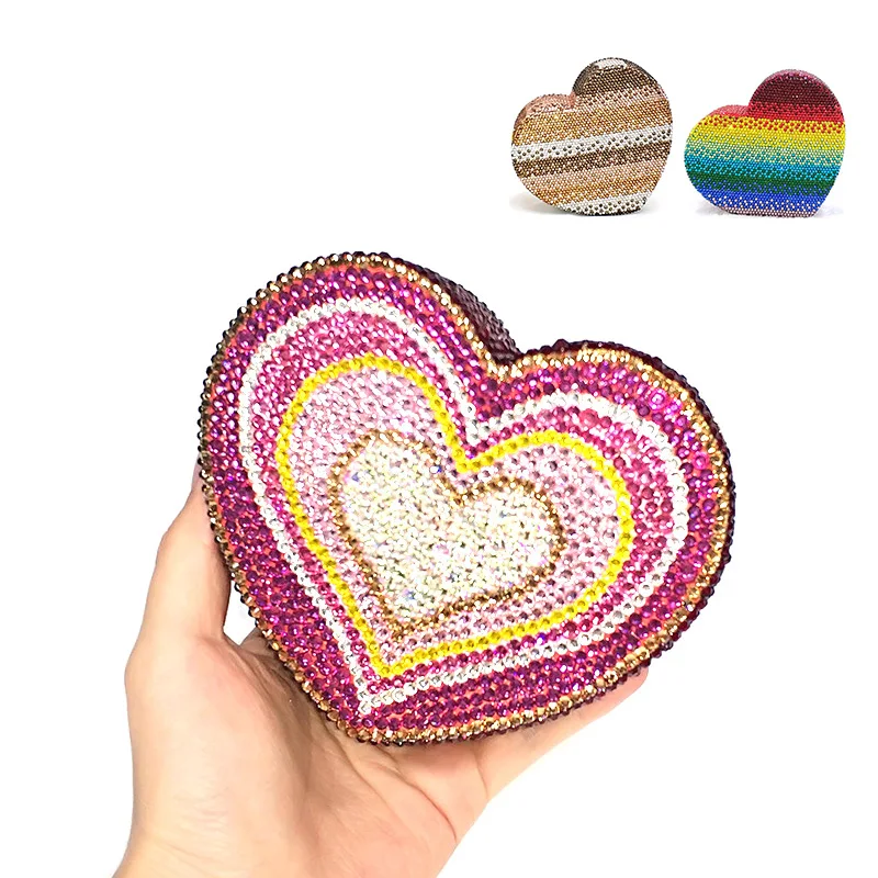 Fashion Bridal wedding party purses women evening party diamonds heart shape small rainbow full crystal clutches purses
Fashion Bridal wedding party purses women evening party diamonds heart shape small rainbow full crystal clutches purses