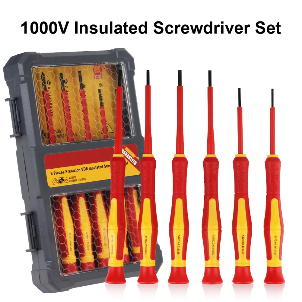 6 PCS 1000V Insulated Screwdriver Set Magnetic Tip Electrician Repair Tool Insulated Screwdriver Nutdrivers Hand Tools
6 PCS 1000V Insulated Screwdriver Set Magnetic Tip Electrician Repair Tool Insulated Screwdriver Nutdrivers Hand Tools