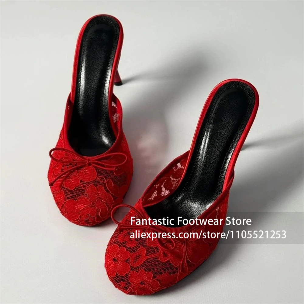 White Lace Mule Heels Elegant Bow Decor Closed Round Toe Stilettos Slip on Backless Slippers Bridal Wedding High Heels for Women
White Lace Mule Heels Elegant Bow Decor Closed Round Toe Stilettos Slip on Backless Slippers Bridal Wedding High Heels for Women